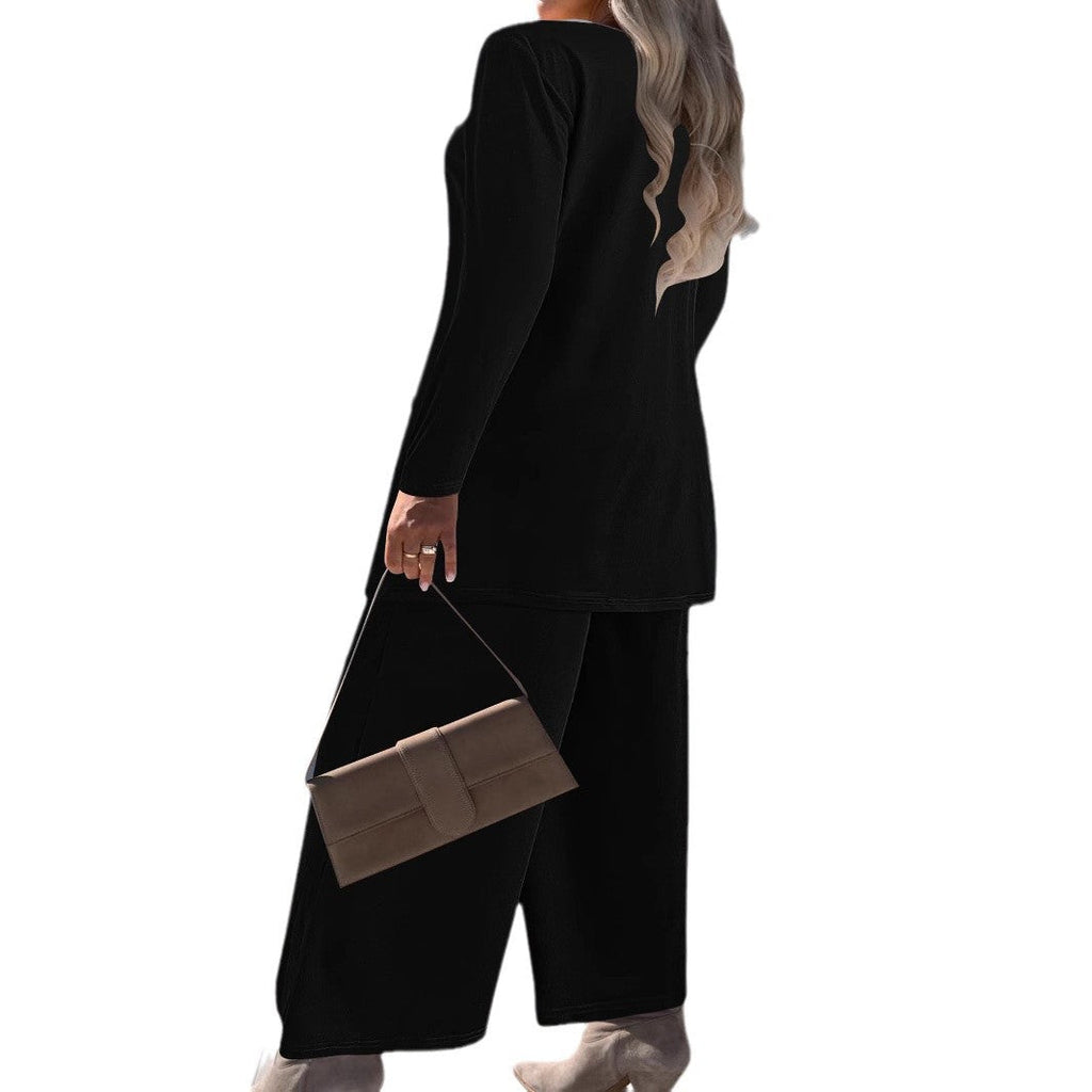 Women's 3-Piece Casual Set: Cardigan, Tank Top & Wide-Leg Pants