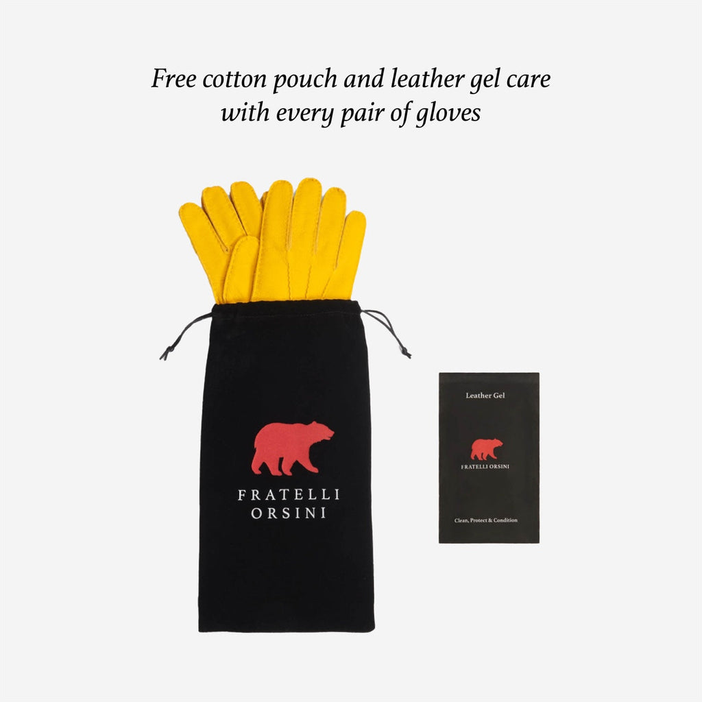 CA3633 (grey) - Handsewn Italian carpincho men’s rabbit fur-lined dress gloves
