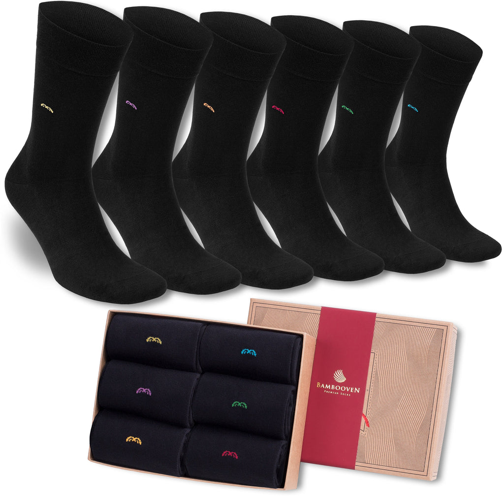 Men’s Bamboo Trouser Socks 6-Pack, All Black