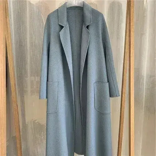 Water Ripple Cashmere Women's Long Reversible Coat – Luxury &