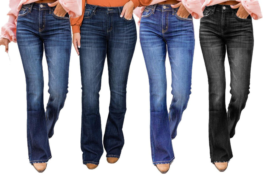 Classic Cowgirl High Waisted Flared Denim Jeans for Women | Flattering Fit & Timeless Style