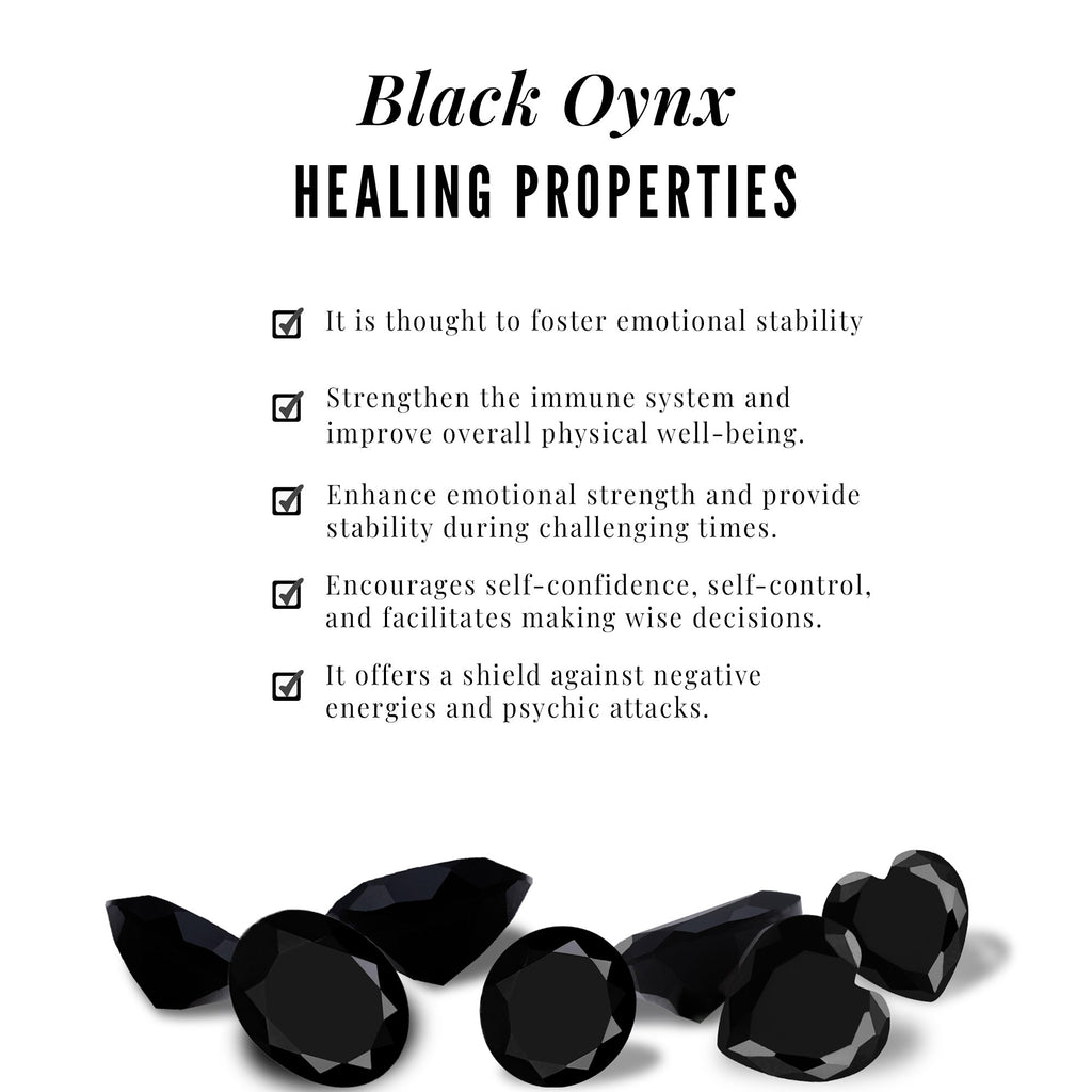 Natural Black Onyx Flower Pendant Necklace for Women