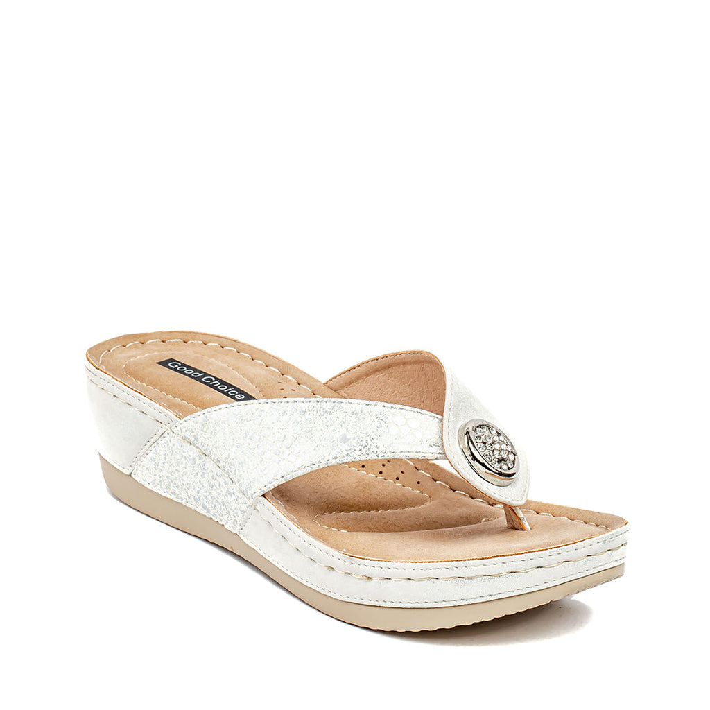 Women's Dafni White Wedge Sandals