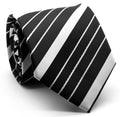 Mens Dads Classic Black Striped Pattern Business Casual Necktie & Hanky Set EO-8