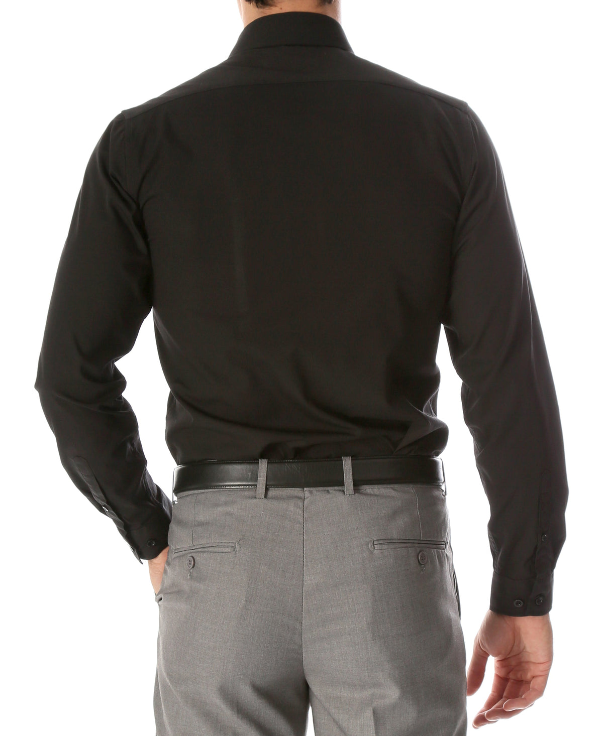 Leo Mens Black Slim Fit Cotton Dress Shirt