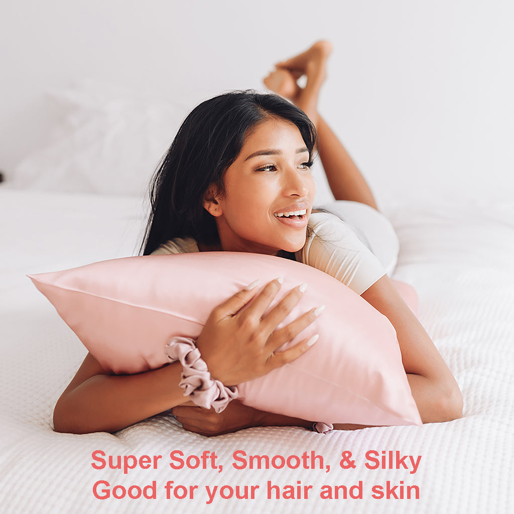 Luxurious 22 Momme Mulberry Silk Pillowcase Set of 2, White