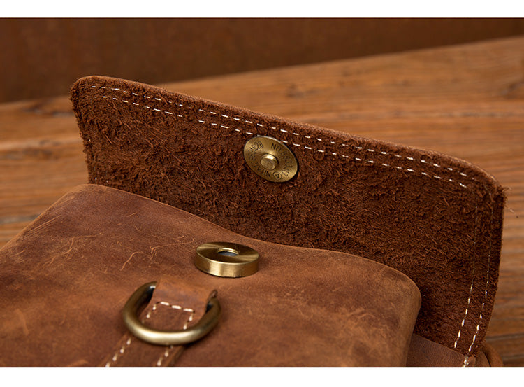 Men Retro Chest Bag Full Grain Leather Chest Pack Casual Messenger Bag V160877