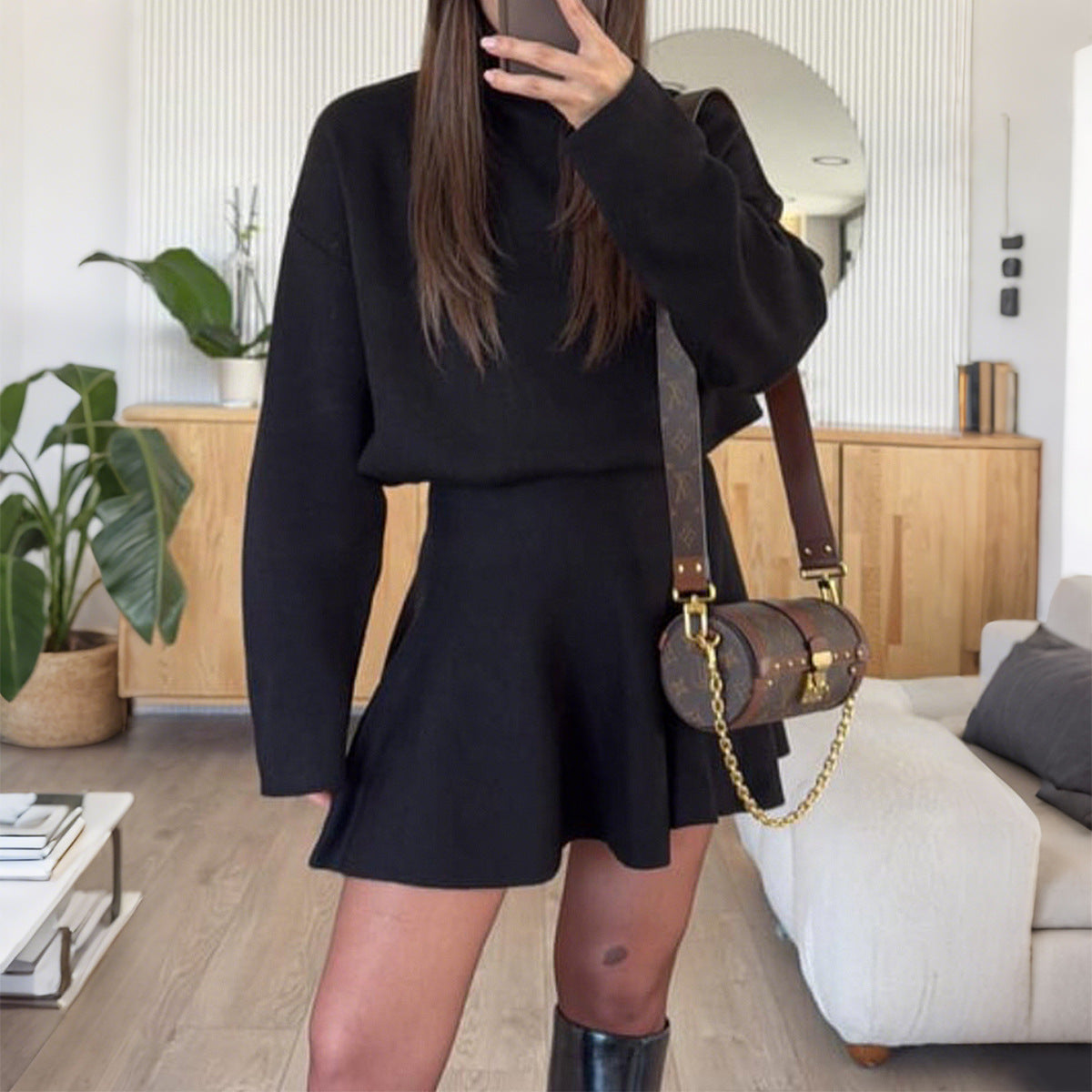 Casual Vacation Sweater Long Sleeve Dress Women Clothing Autumn Winter