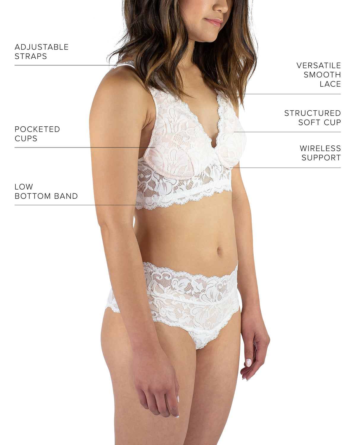 Vela Wireless Bra, White / Blush