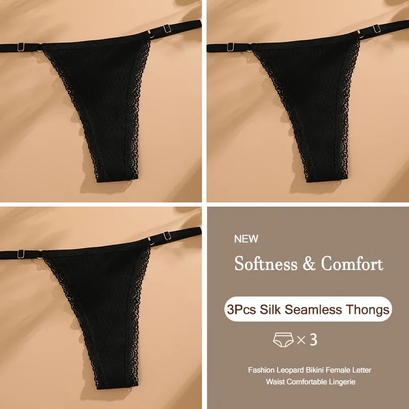3-Piece Cotton G-String Thong Set for Women