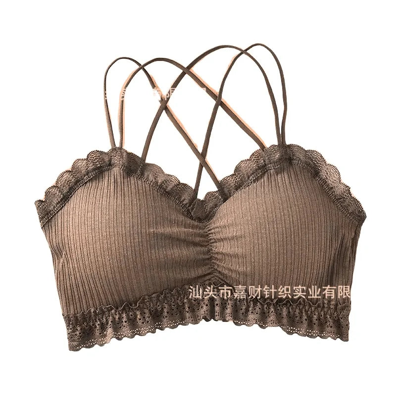 Sexy Bra Tube Top Lace Bralette Women Crop Top Female Sexy Lingerie Beauty Back Intimates Crop Top Seamless Padded Underwear