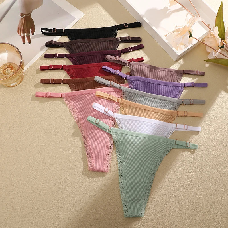 3-Piece Cotton G-String Thong Set for Women