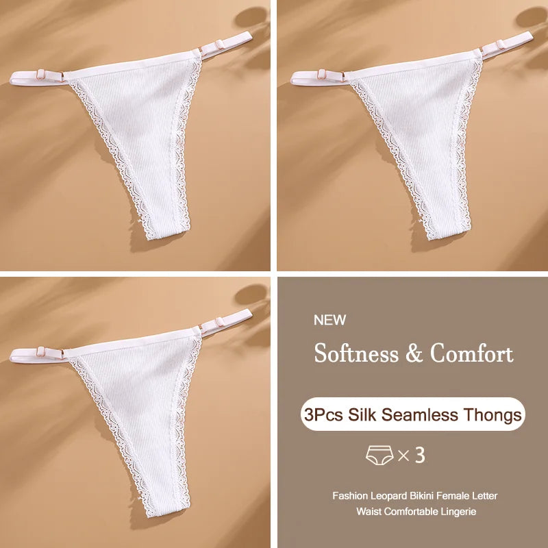 3-Piece Cotton G-String Thong Set for Women