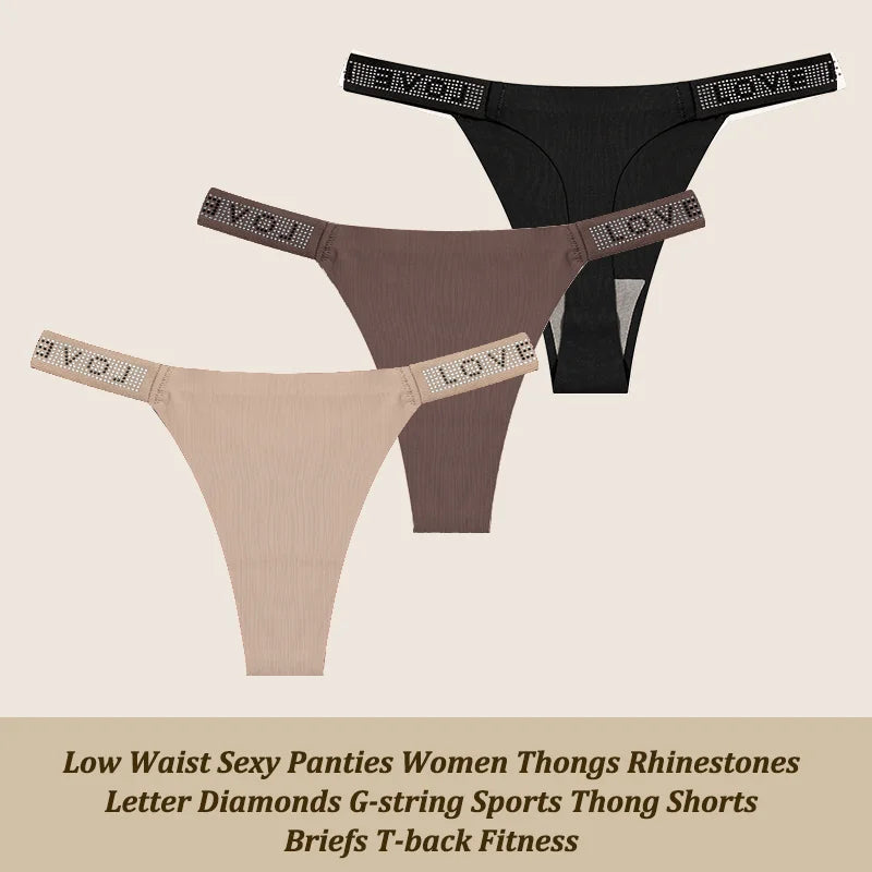 Comfortable Low-Waist Thongs & Briefs for Women – 3-Piece Lingerie Set