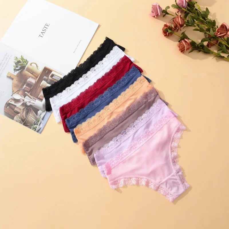 Soft Cotton Women's Thong Panties – 3-Piece Lingerie Set (S–XL)