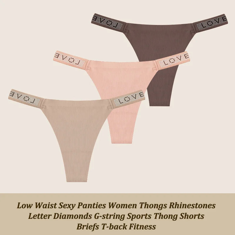 Comfortable Low-Waist Thongs & Briefs for Women – 3-Piece Lingerie Set