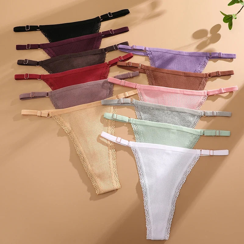 3-Piece Cotton G-String Thong Set for Women