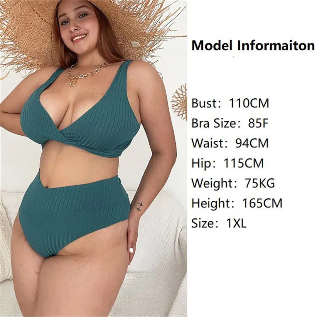 0XL - 4XL 3PCS Bikini Plus Size Large Size Swimwear Women Swimsuit Female Three-pieces Bikini set Bather Bathing Suit Swim V8191