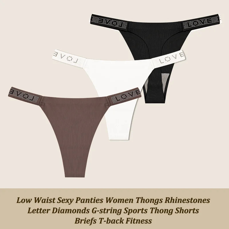 Comfortable Low-Waist Thongs & Briefs for Women – 3-Piece Lingerie Set