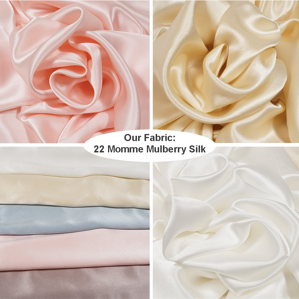 22 Momme Mulberry Silk Pillowcase Pair, Zipper Closure, Cream