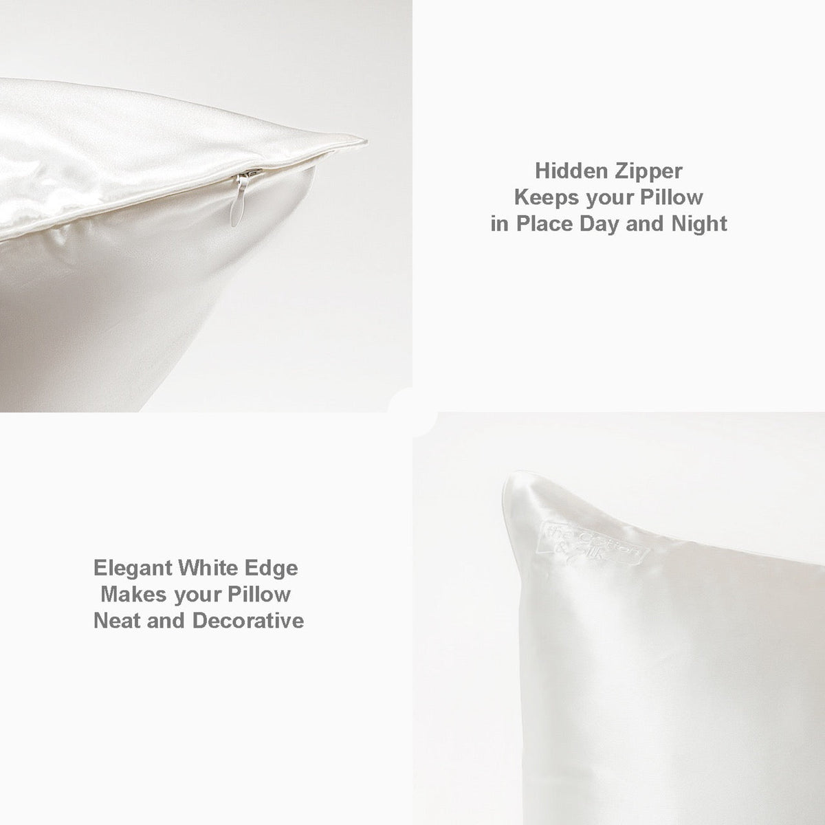 Luxurious 22 Momme Mulberry Silk Pillowcase, White