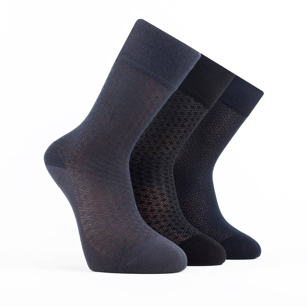 Men’s Bamboo Dress Socks 3-Pack, Ribbed, Slate & Navy