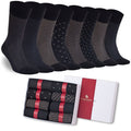 Men’s Bamboo Lightweight Dress Socks 8-Pack Gift Box, Black, Charcoal & Taupe