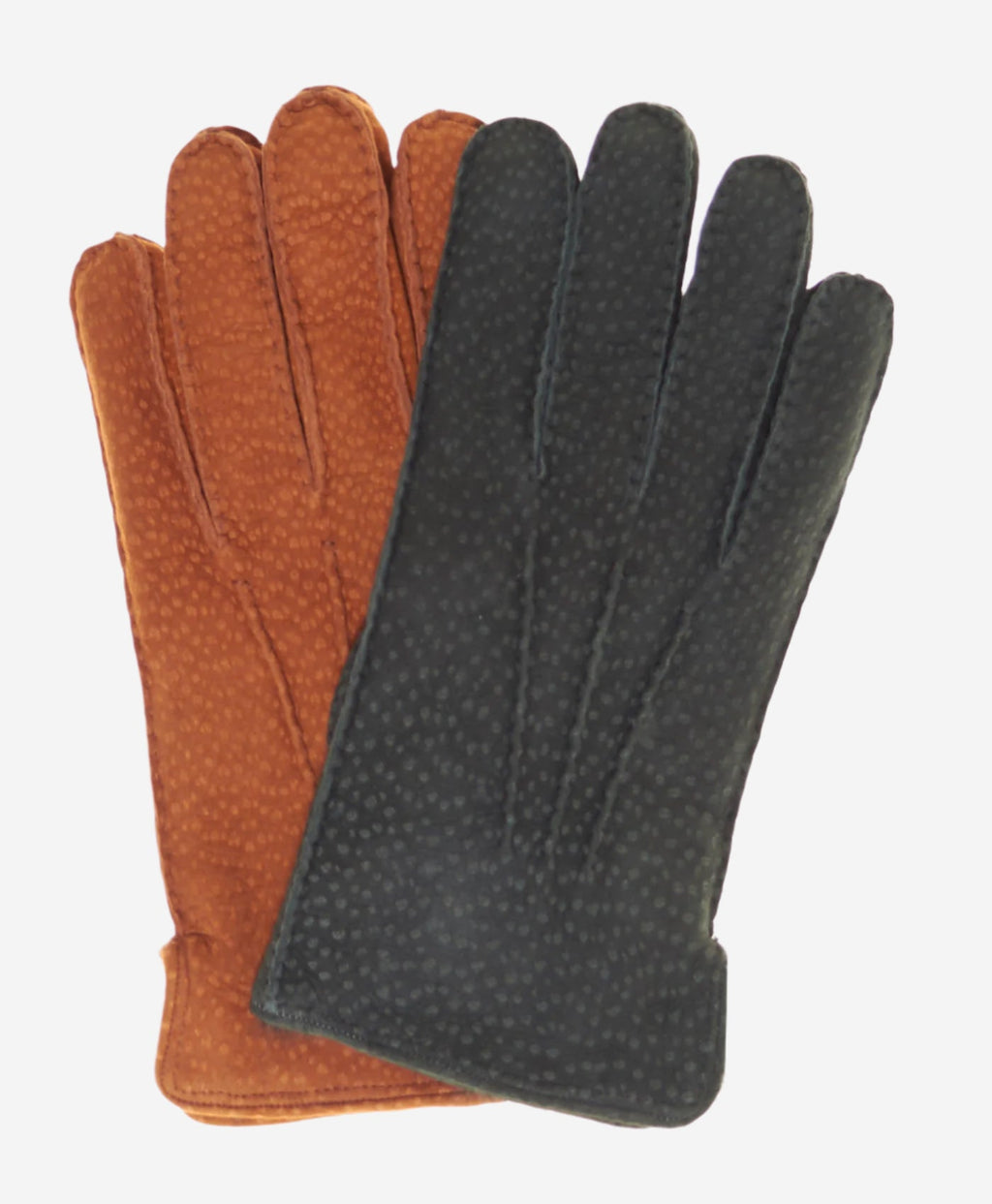 CA3633 (grey) - Handsewn Italian carpincho men’s rabbit fur-lined dress gloves