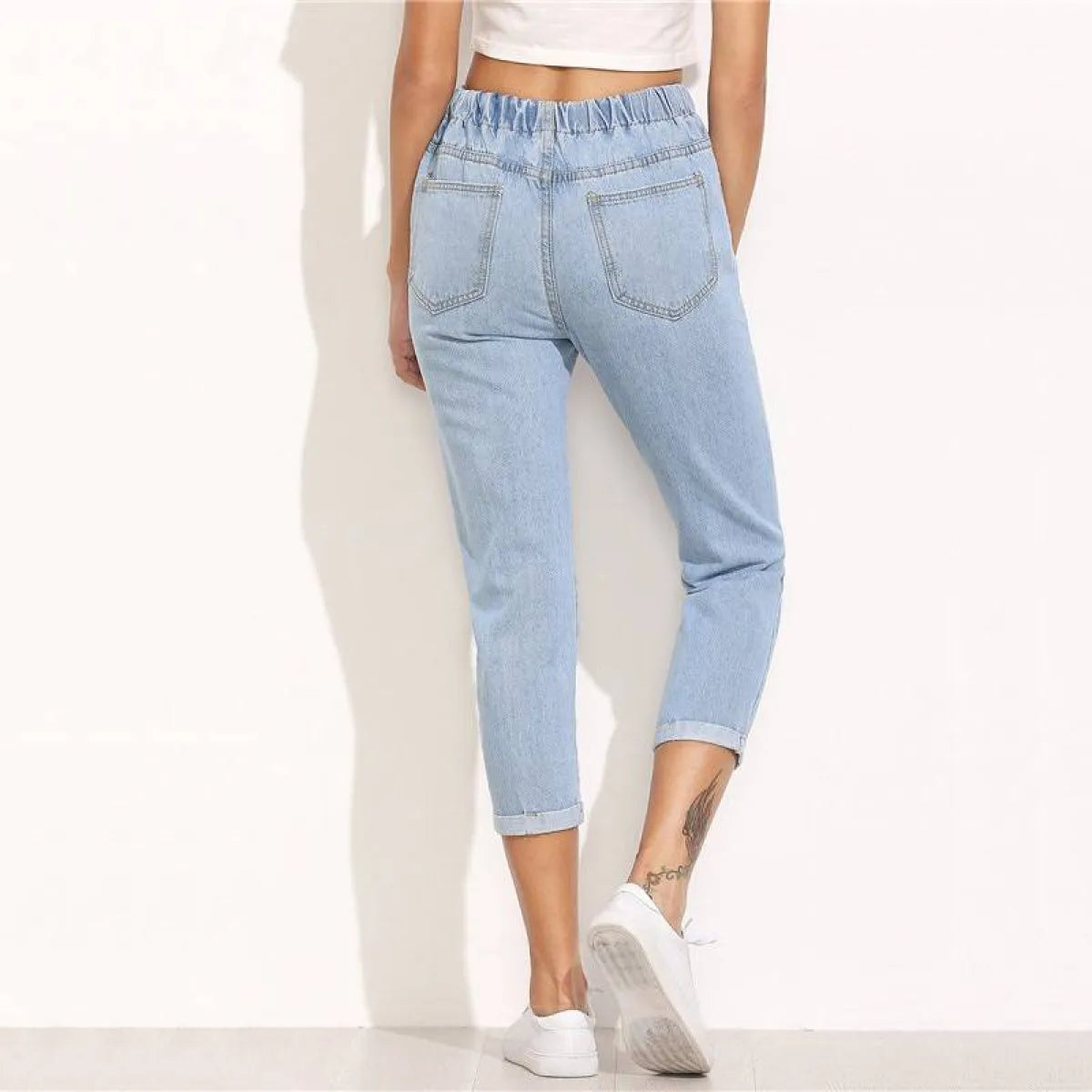 Women's  Casual Ripped Design Blue Jeans