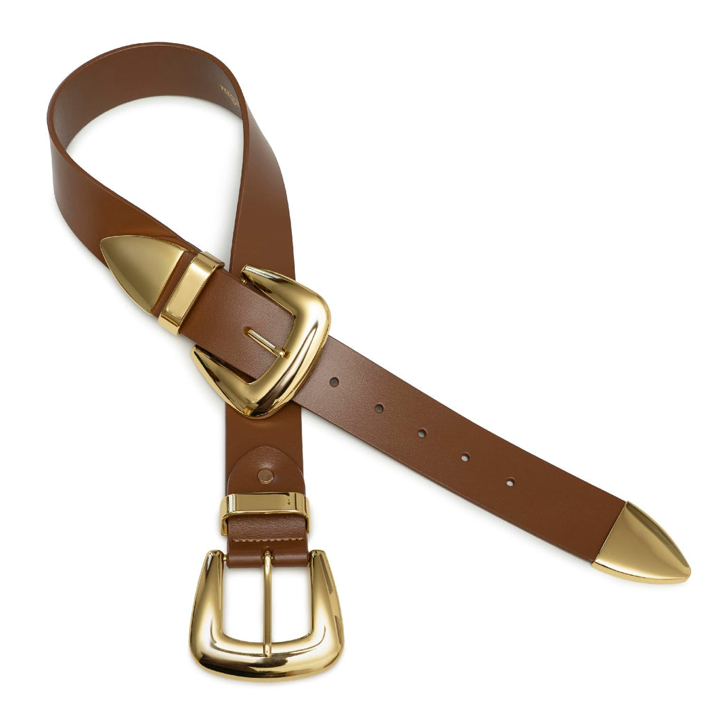 Double Buckle Western Waist Belt for Women