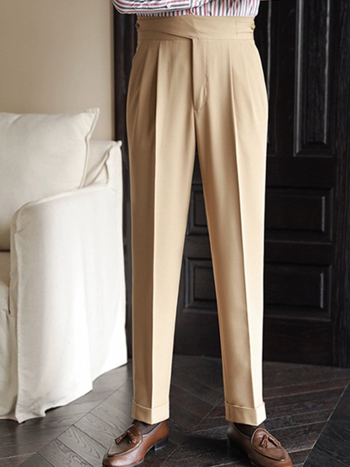 Men's Pleated Wide-Leg Dress Pants