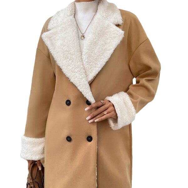 Women's Long Woolen Coat – Relaxed Fit Commuter Jacket