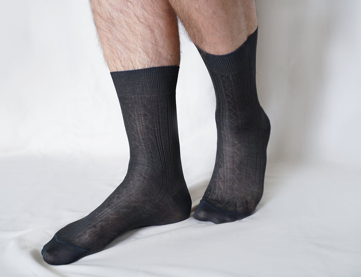 tittimitti® Men's 100% Mercerized Filo di Scozia Cotton Dress & Trouser Socks 3-Pack – Made in Italy