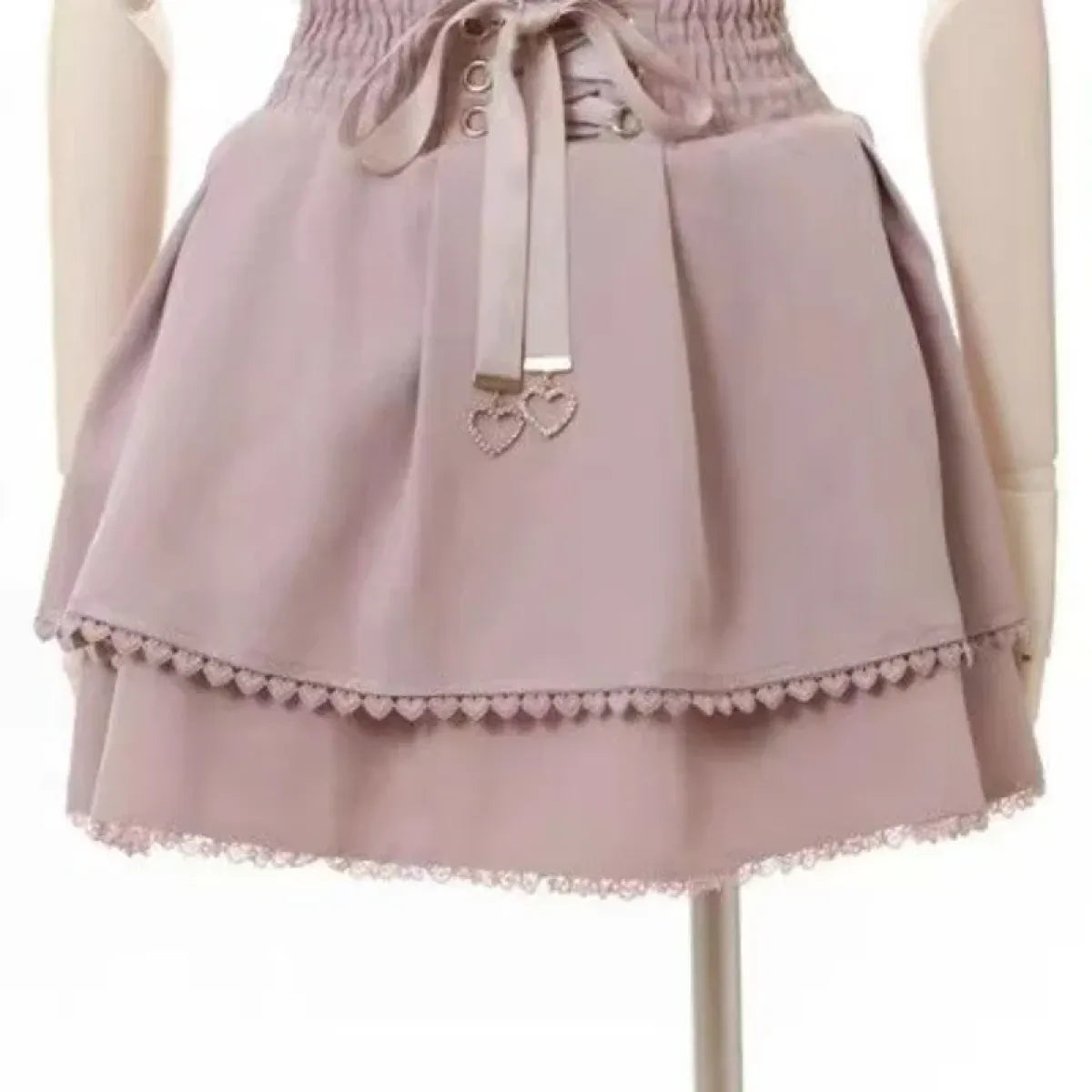 High Waist Lolita Mini Skirt – Sweet Lace & Bow Details