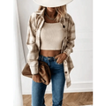 Luxurious Fashionable Women's Long Sleeve Plaid Shirt Coats Top Spring Autumn Casual Lapel Cardigan ,Jackets ,Outerwear,Streetwear
