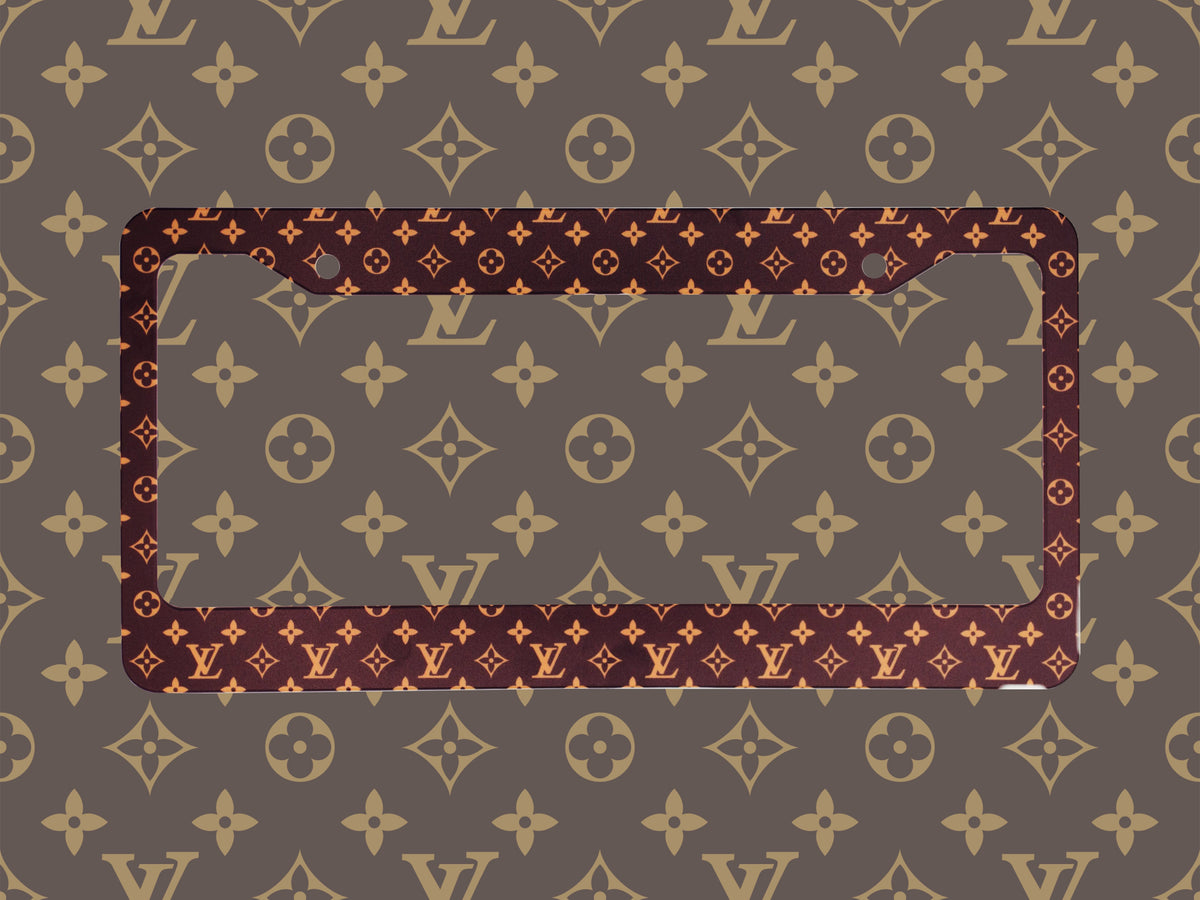 LV Style Pattern License Plate Frame