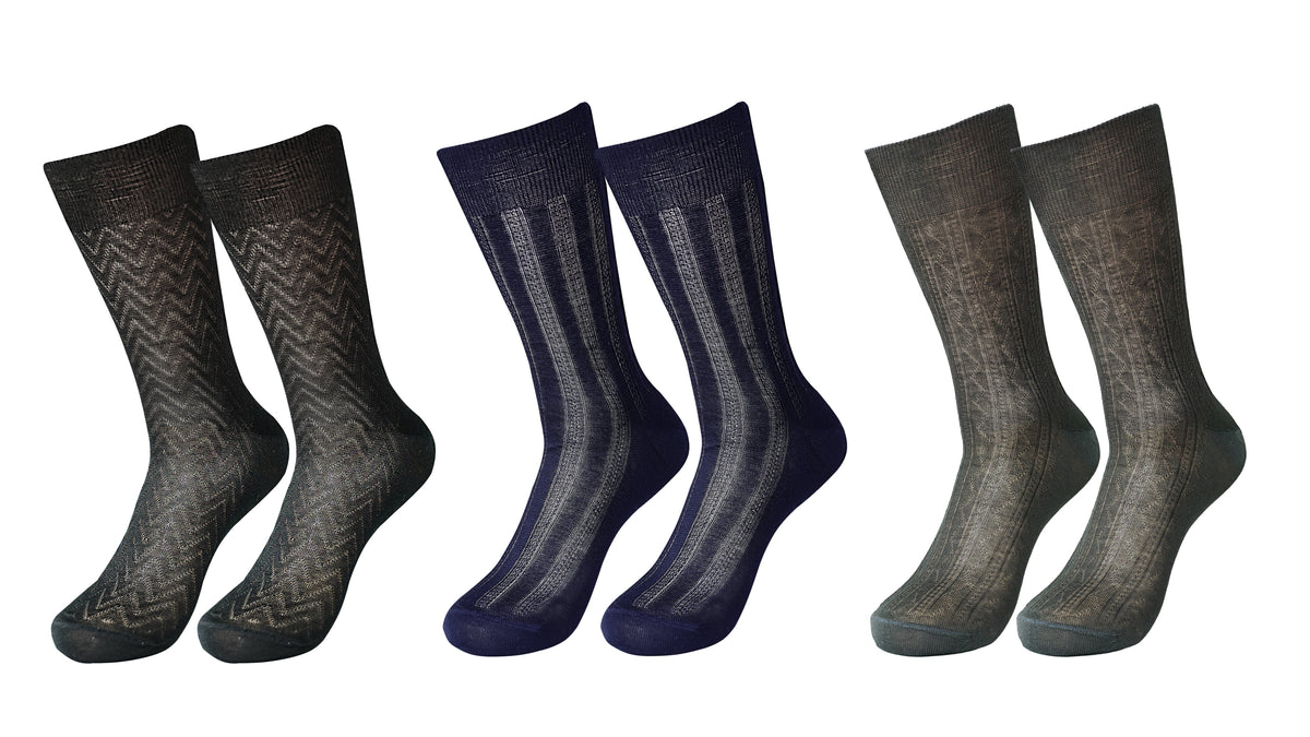 tittimitti® Men's 100% Mercerized Filo di Scozia Cotton Dress & Trouser Socks 3-Pack – Made in Italy