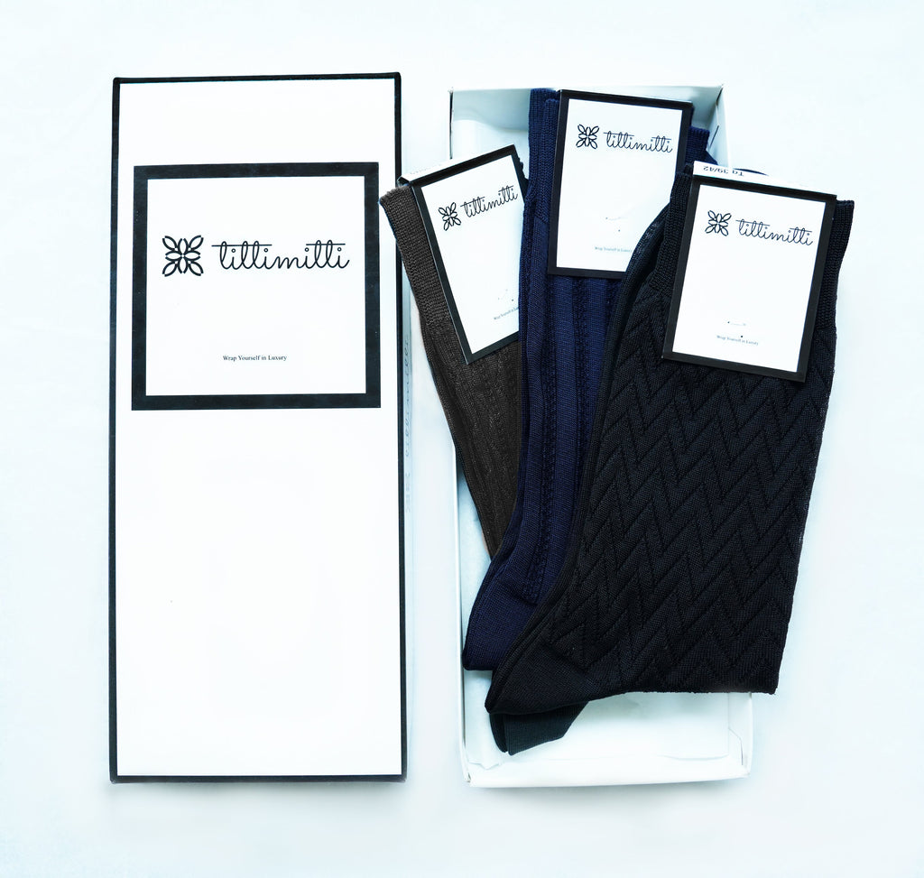 tittimitti® Men's 100% Mercerized Filo di Scozia Cotton Dress & Trouser Socks 3-Pack – Made in Italy