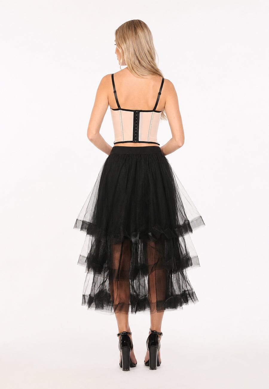 Gracia Fashion Women's Mesh Skirt With Tiered Ruffle