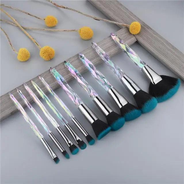 New Luxury Cosmic Color New Luxury Crystal Makeup Brushes Powder Foundation Eyeshadow Eyebrow Cosmetics for Face Fan Make Up Brush Set