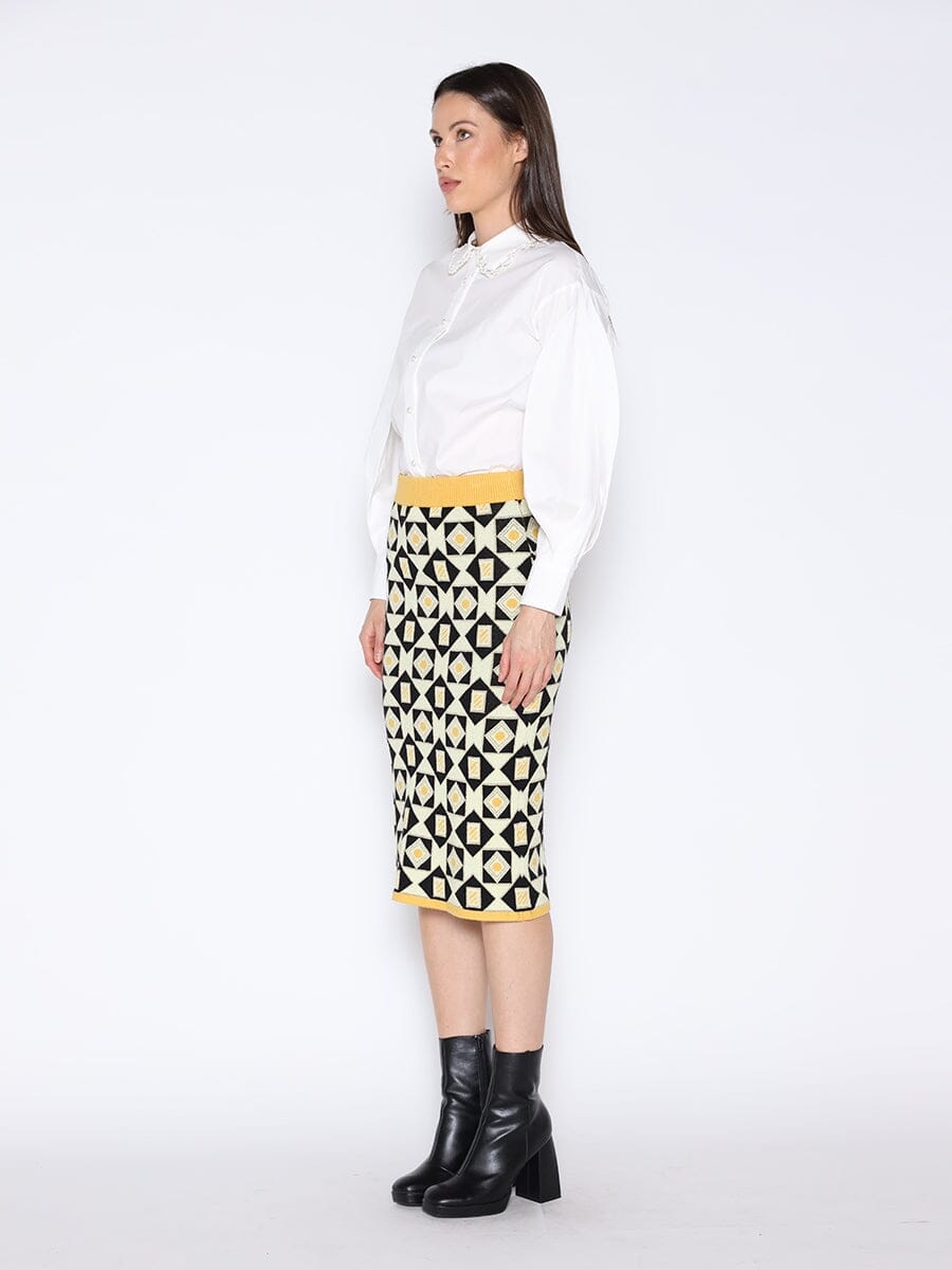 Gracia Fashion Women's Patterned Wool Knitted Pencil Skirt