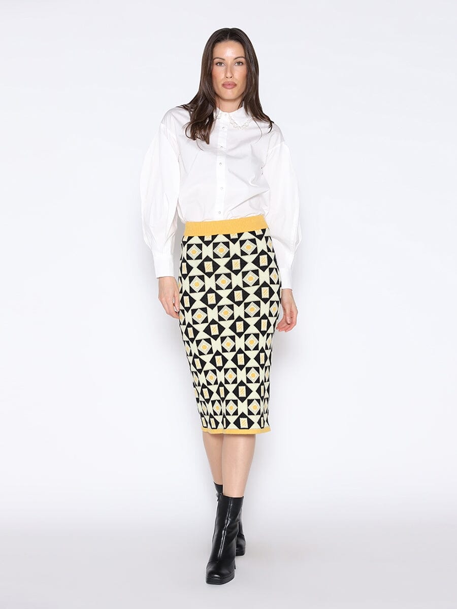 Gracia Fashion Women's Patterned Wool Knitted Pencil Skirt
