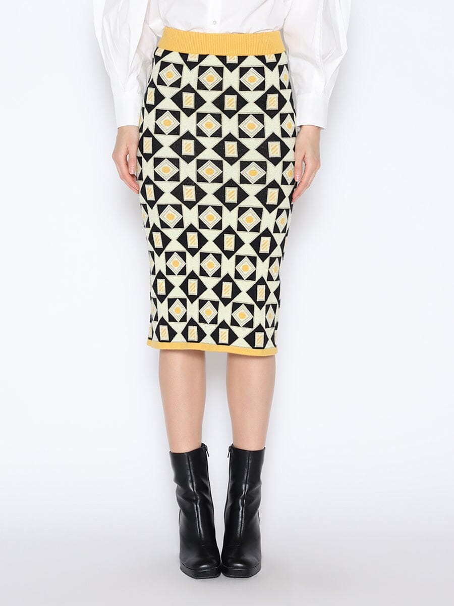 Gracia Fashion Women's Patterned Wool Knitted Pencil Skirt