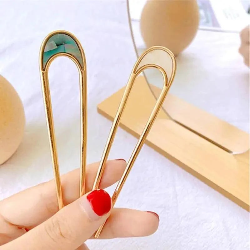 Simple Women Hair Stick Vintage Hair Clip Hairstyle U Shape Design Hairpin Girl Ponytail Hair Accessories