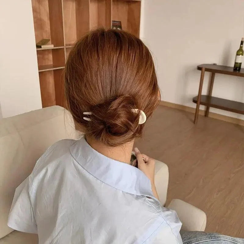 Simple Women Hair Stick Vintage Hair Clip Hairstyle U Shape Design Hairpin Girl Ponytail Hair Accessories