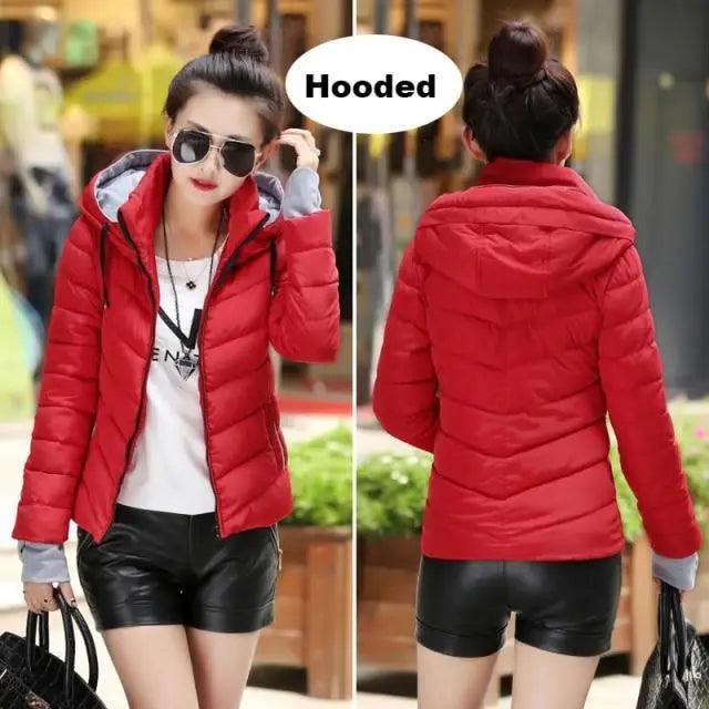 Soft And Comfortable Winter Jacket For Women Short Women's Thicken Outerwear In solid hooded Coats Zipper For Female Slim Cotton padded basic tops