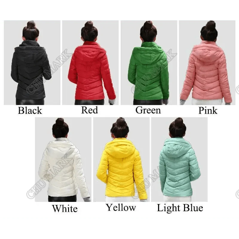 Soft And Comfortable Winter Jacket For Women Short Women's Thicken Outerwear In solid hooded Coats Zipper For Female Slim Cotton padded basic tops