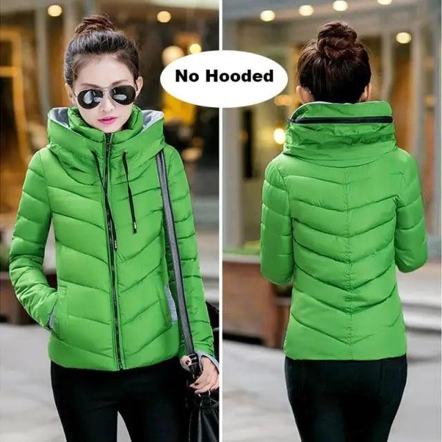 Soft And Comfortable Winter Jacket For Women Short Women's Thicken Outerwear In solid hooded Coats Zipper For Female Slim Cotton padded basic tops