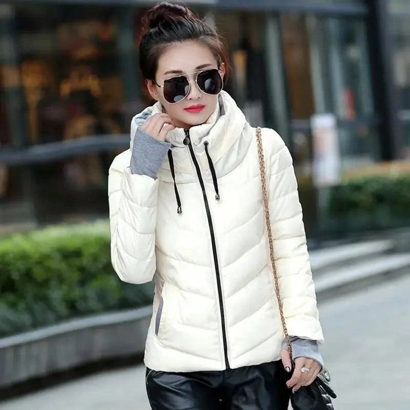 Soft And Comfortable Winter Jacket For Women Short Women's Thicken Outerwear In solid hooded Coats Zipper For Female Slim Cotton padded basic tops