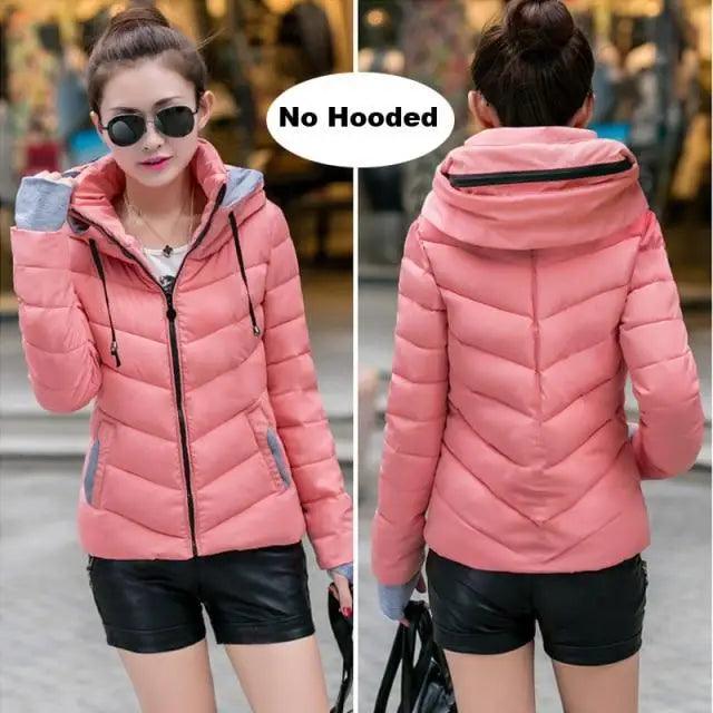 Soft And Comfortable Winter Jacket For Women Short Women's Thicken Outerwear In solid hooded Coats Zipper For Female Slim Cotton padded basic tops
